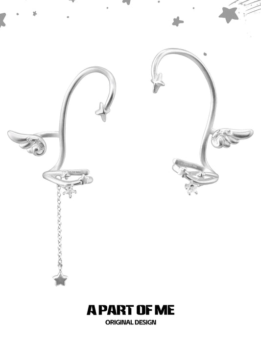 Divine Plume Platinum-Plated Asymmetry No Piercing Earring Ear Hook Ear Clip™