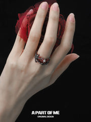 Divine Plume S925 Sterling Silver Agate Wings Resizeable Rings™