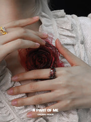 Divine Plume S925 Sterling Silver Agate Wings Resizeable Rings™