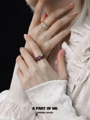 Divine Plume S925 Sterling Silver Agate Wings Resizeable Rings™