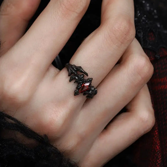 Dragon Red Moissanite 925 Sterling Silver Dragonbone Adjustable Open Ring™
