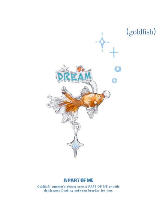 Dreamcore Goldfish Sunset Orange Sea 18k Platinum Plated Earclip Ear Clips™