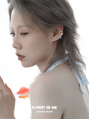 Dreamcore Goldfish Sunset Orange Sea 18k Platinum Plated Earclip Ear Clips™