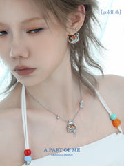 Dreamcore Goldfish Sunset Orange Sea 18k Platinum Plated Earrings™