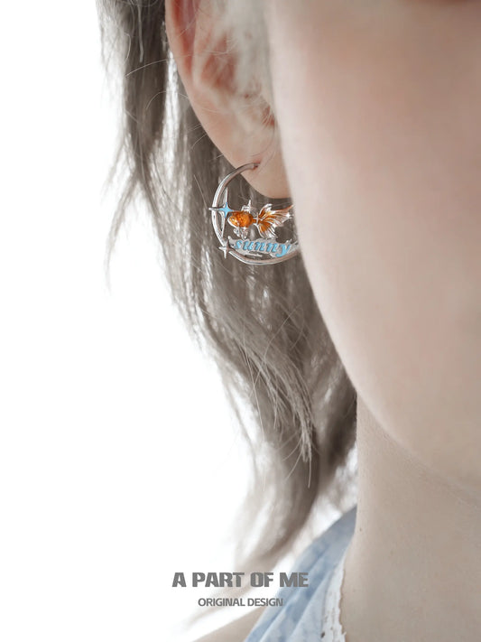 Dreamcore Goldfish Sunset Orange Sea 18k Platinum Plated Earrings™