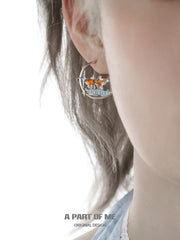 Dreamcore Goldfish Sunset Orange Sea 18k Platinum Plated Earrings™