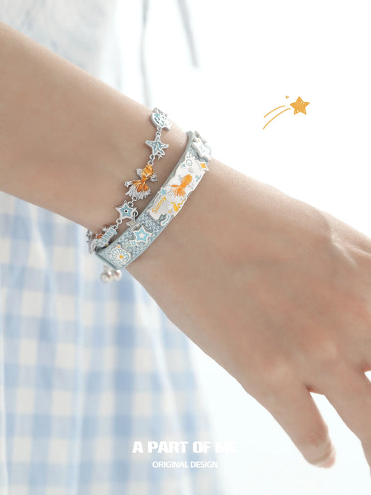 Dreamcore Goldfish Sunset Orange Sea Blue Leather Bracelet™