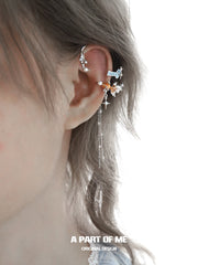 Dreamcore Goldfish Sunset Orange Sea Pearl Tassel Ear Cuff Ear Clips™