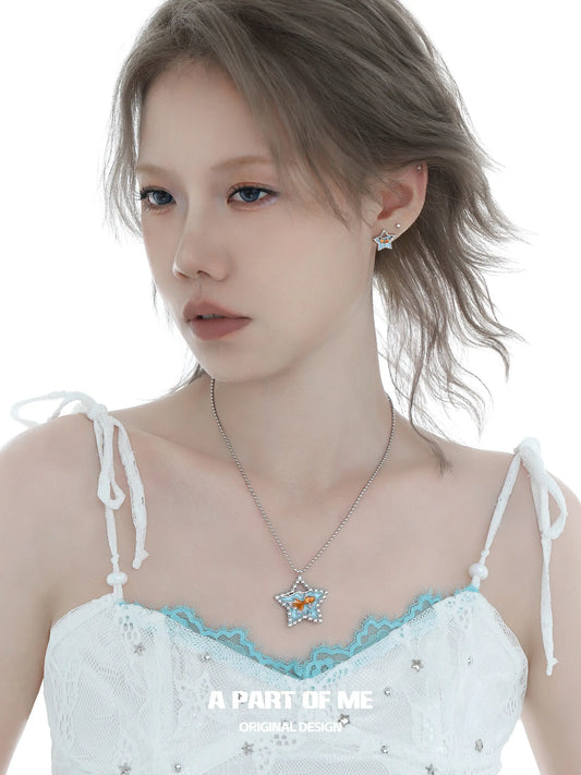 Dreamcore Goldfish Sunset Orange Sea Y2K Titanium Starfish Choker Necklace™