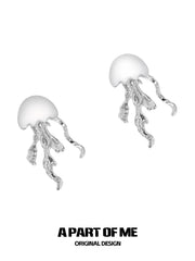 Floating Jellyfish 18K Platinum Plated Stud Earrings™