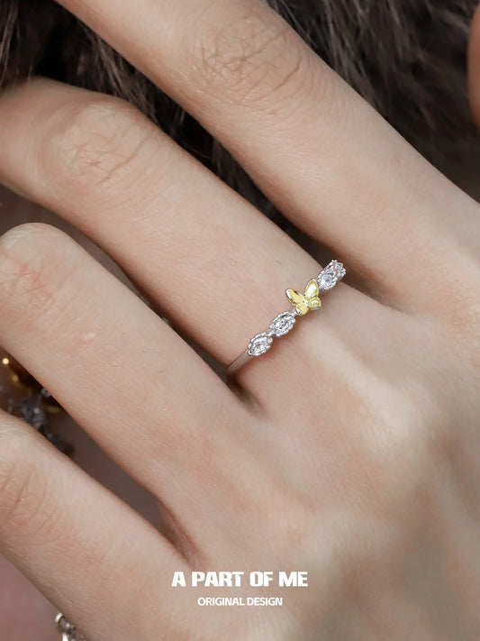 Flutter Essence S925 Sterling Silver 18K Yellow Gold Plating Adjustable opening Rings™