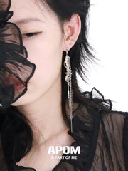 Forever Elegant 18K Platinum Plated Asymmetrical Pearls Beaded Tassel Earrings™