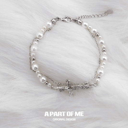 Forever Elegant 925 Sterling Silver Baroque Pearl Beaded Adjustable Bracelet™