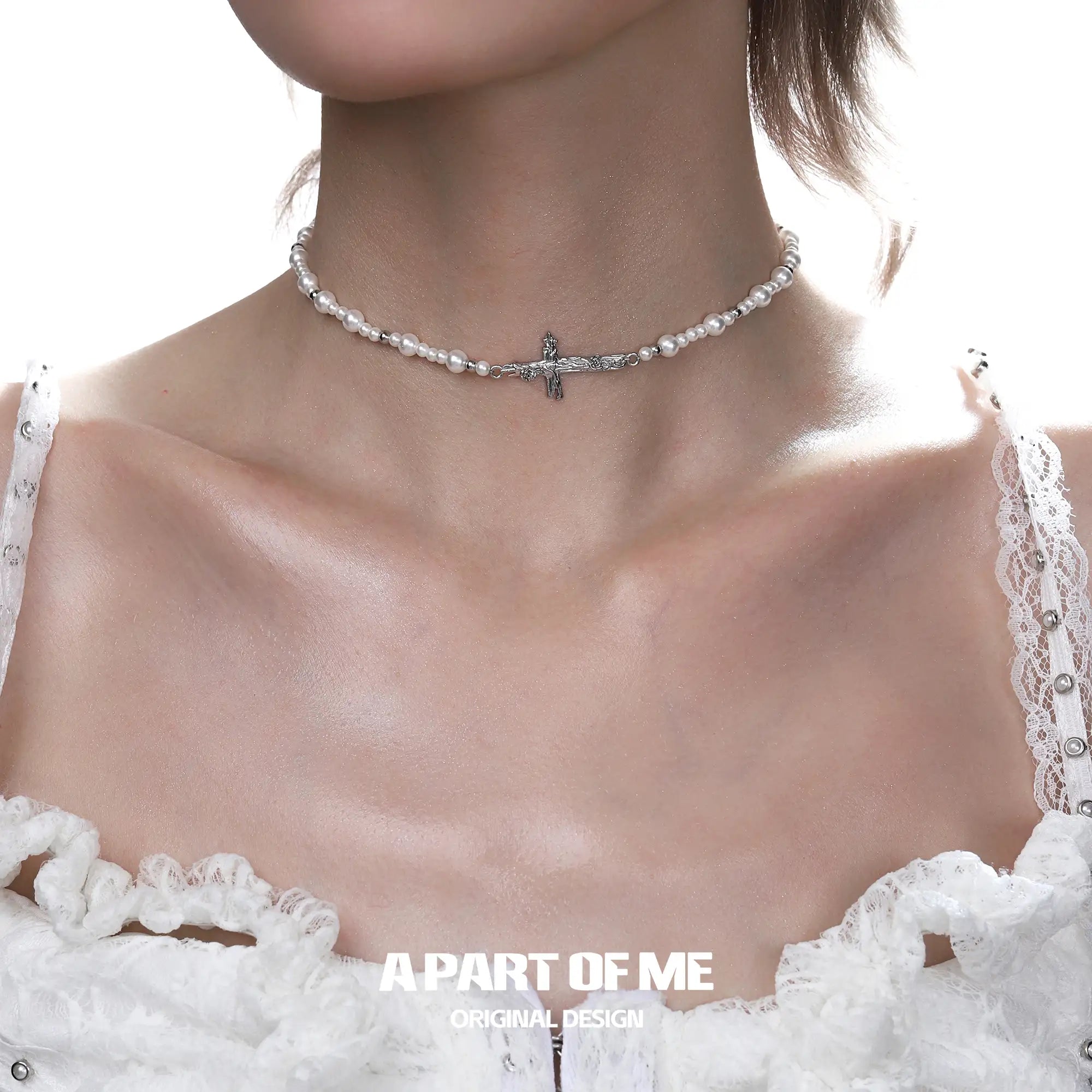 Forever Elegant 925 Sterling Silver Baroque Pearl Beaded Choker Necklace™