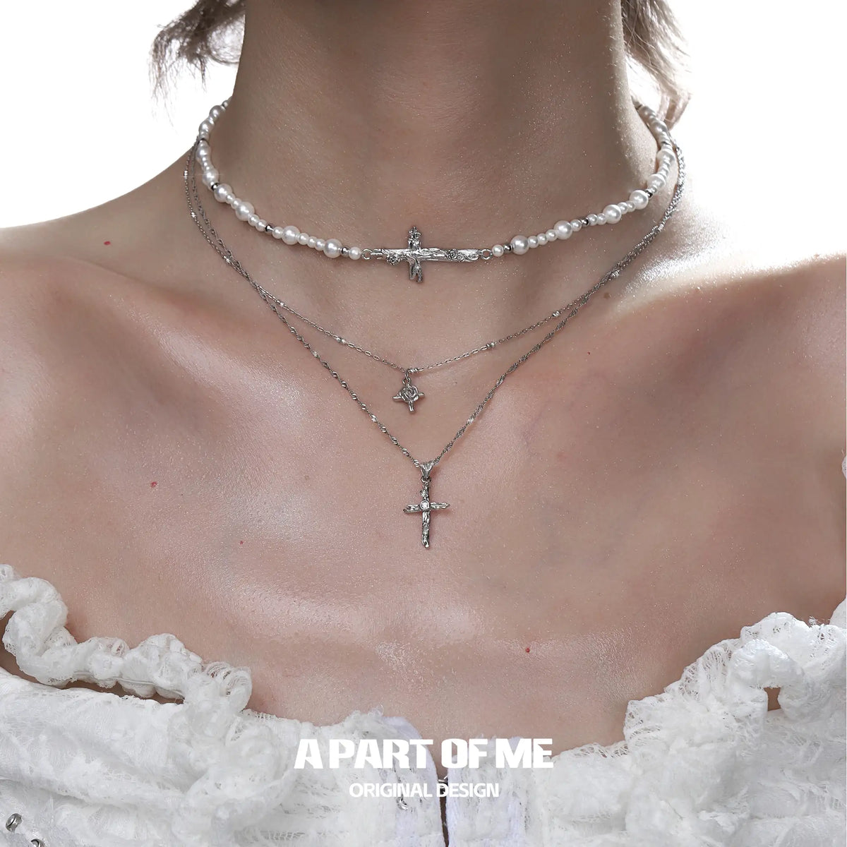 영원히 우아한 925 스털링 실버 바로크 진주 비즈 초커 목걸이™