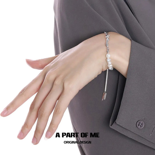 Forever Elegant 925 Sterling Silver Natural Baroque Pearl Adjustable Bracelet™