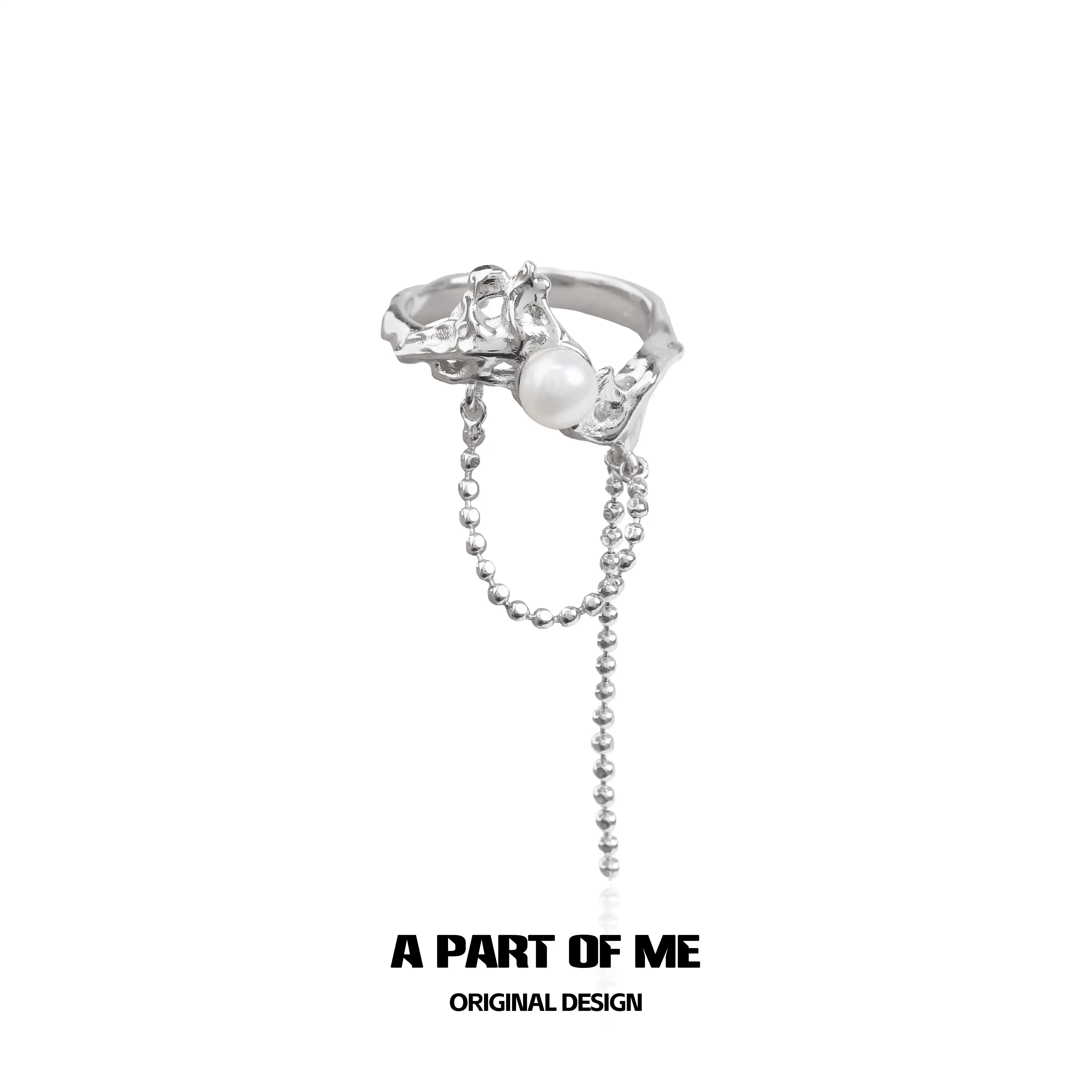 Forever Elegant 925 Sterling Silver Natural Shell Bead Chain Adjustable Open Ring™