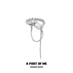 Forever Elegant 925 Sterling Silver Natural Shell Bead Chain Adjustable Open Ring™
