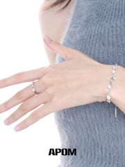 Forever Elegant 925 Sterling Silver Pearl Irregular Shaped Open Ring™
