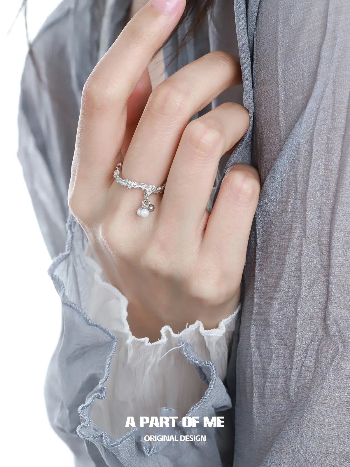Forever Elegant 925 Sterling Silver Pearl Pendant Adjustable Open Ring™