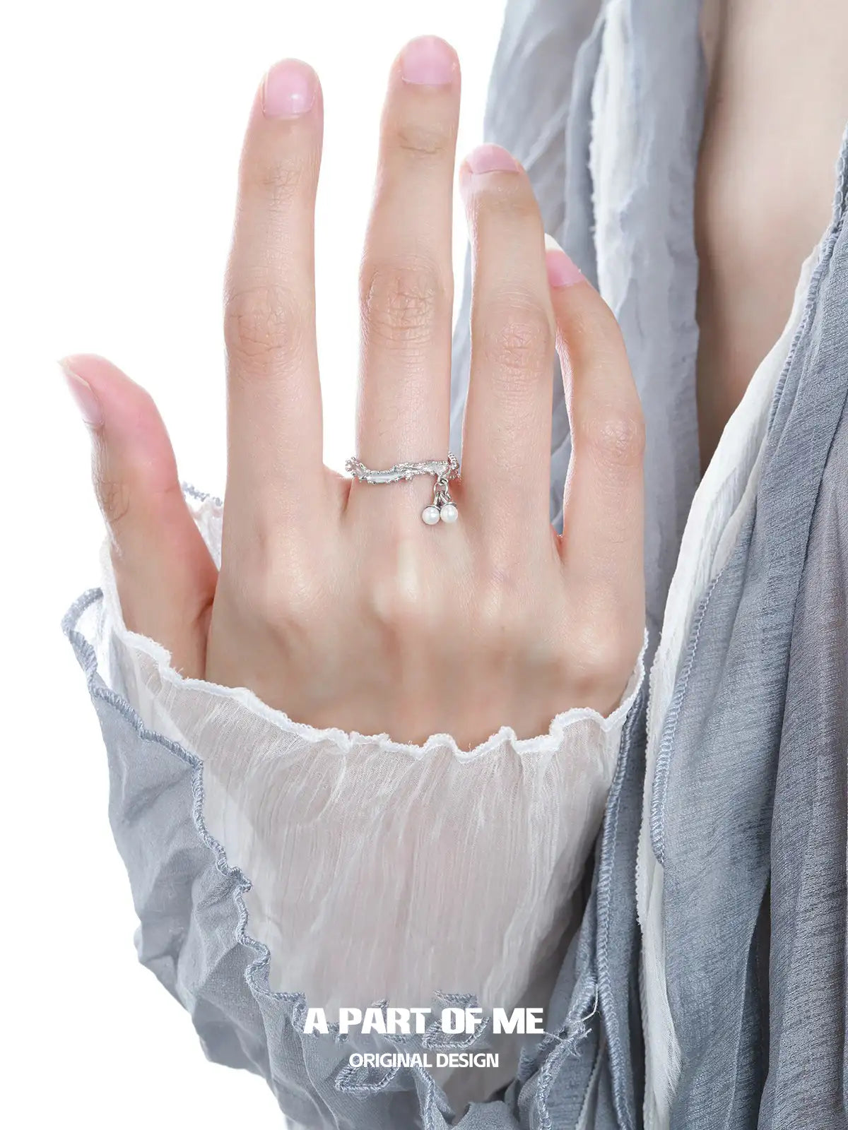 Forever Elegant 925 Sterling Silver Pearl Pendant Adjustable Open Ring™