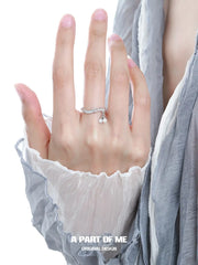 Forever Elegant 925 Sterling Silver Pearl Pendant Adjustable Open Ring™