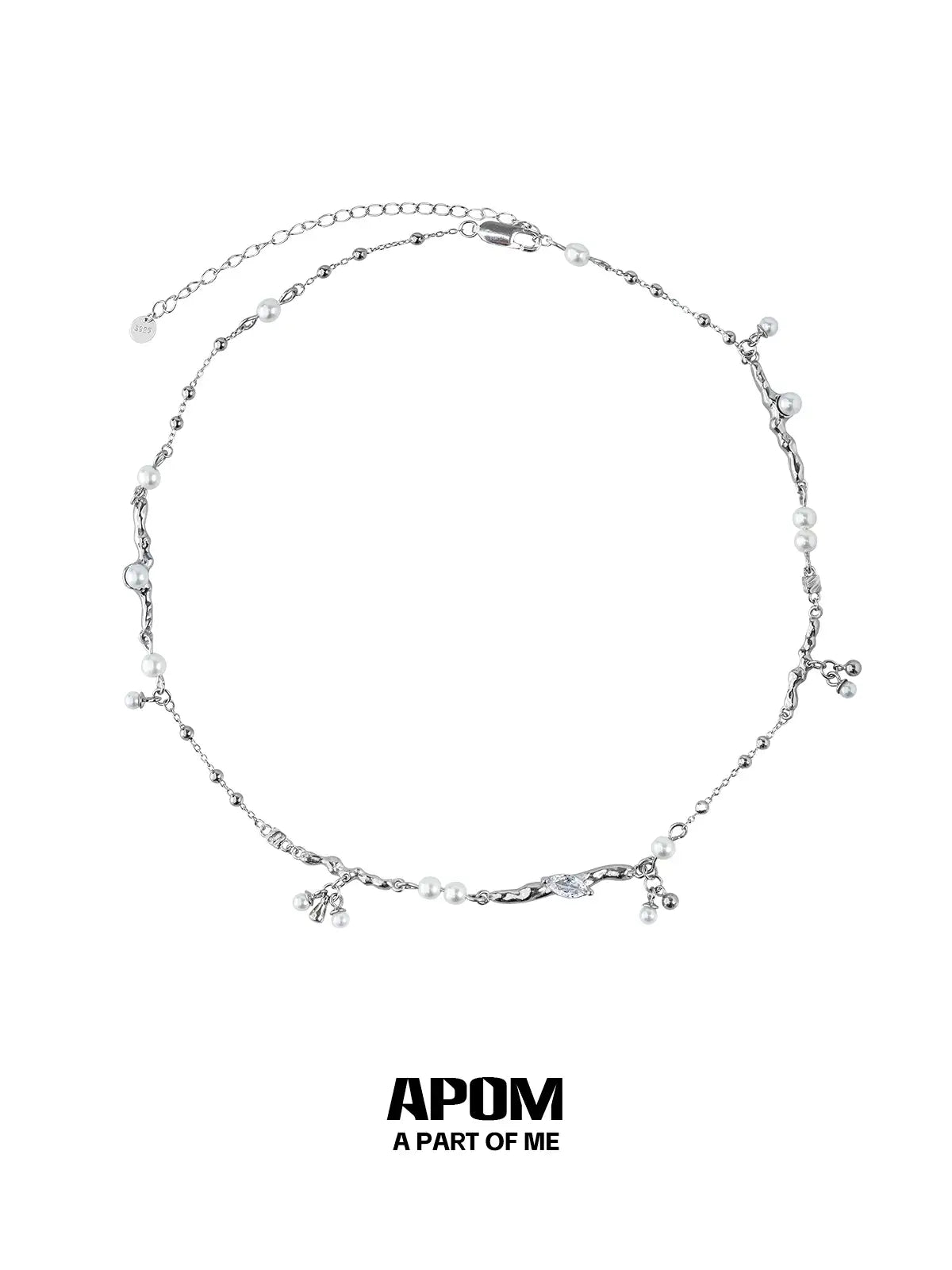 Forever Elegant 925 Sterling Silver Pearls＆Zircon Choker Necklace ™