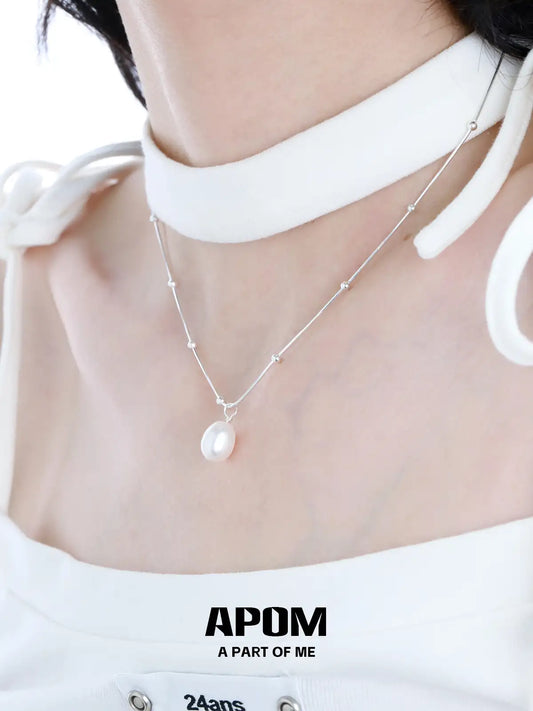 Forever Elegant Minimalist 925 Sterling Silver Baroque Pearl Choker Necklace™