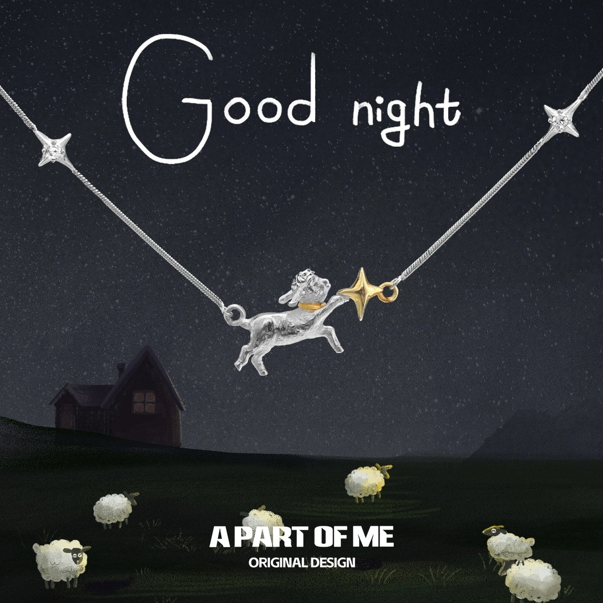 Good Night Sheep 925 Sterling Silver 18K Gold Plated Star Choker Necklace™
