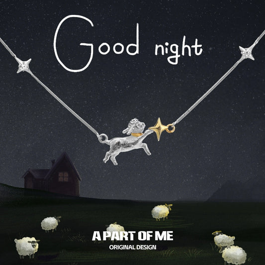 Good Night Sheep 925 Sterling Silver 18K Gold Plated Star Choker Necklace™