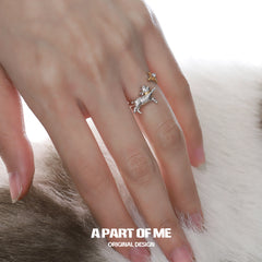 Good Night Sheep 925 Sterling Silver 18K Gold Plated Star Open-End Ring™