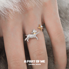 Good Night Sheep 925 Sterling Silver 18K Gold Plated Star Open-End Ring™