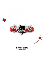 Happy New Year 925 Sterling Silver Kittens and Puppies Setting Off Fireworks Adjustable Ring™