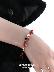 Happy New Year Kitten and Puppy Red Braided Cord Bracelet™