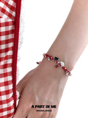 Happy New Year Kitten and Puppy Red Braided Cord Bracelet™