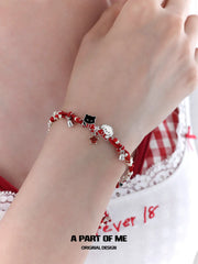 Happy New Year Kitten and Puppy Red Braided Cord Bracelet™