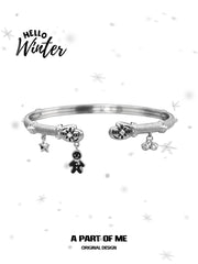 Hello Winter 18K Platinum Plated Zircon Gloves Adjustable Open Bangle ™