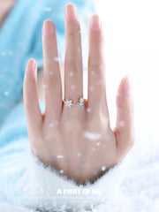 Hello Winter 925 Sterling Silver Adjustable Snowflake and Star Ring™