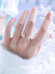 Hello Winter 925 Sterling Silver Adjustable Snowflake and Star Ring™