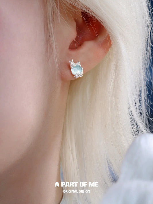 Hello Winter 925 Sterling Silver Snowflake Rabbit Stud Earrings™