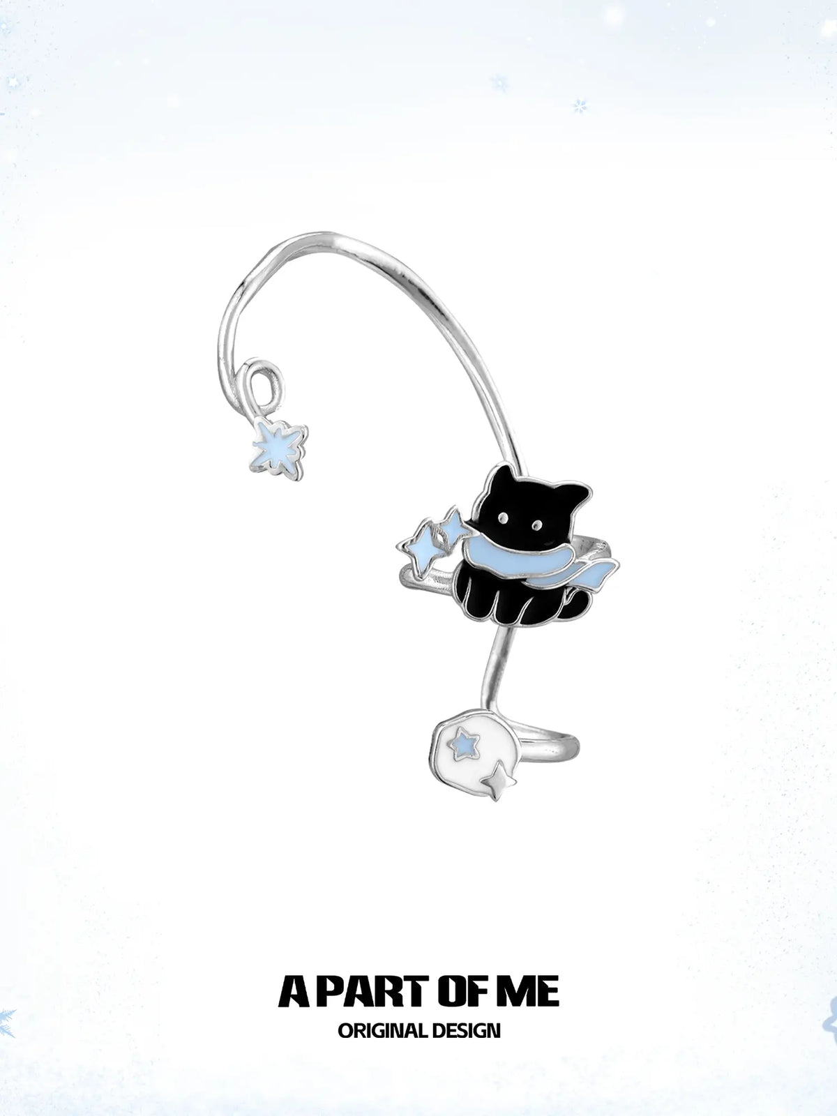 Hello Winter Black Kitten and White Puppy Irregular Ear Cuffs Ear Climbers™