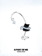 Hello Winter Black Kitten and White Puppy Irregular Ear Cuffs Ear Climbers™