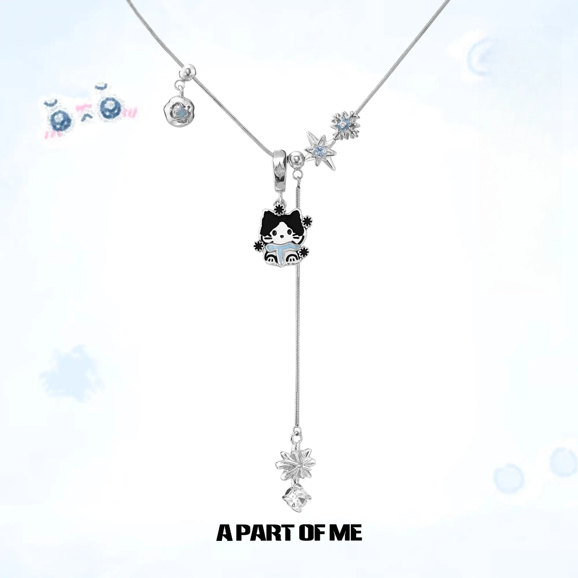 Hello Winter Meow 18K Platinum Plated Soft-Hearted Cat Design Pull-Through Necklace™