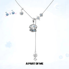 Hello Winter Meow 18K Platinum Plated Soft-Hearted Cat Design Pull-Through Necklace™