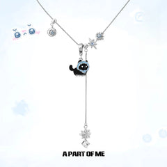 Hello Winter Meow 18K Platinum Plated Soft-Hearted Cat Design Pull-Through Necklace™