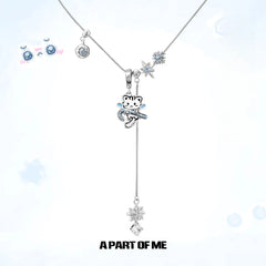 Hello Winter Meow 18K Platinum Plated Soft-Hearted Cat Design Pull-Through Necklace™