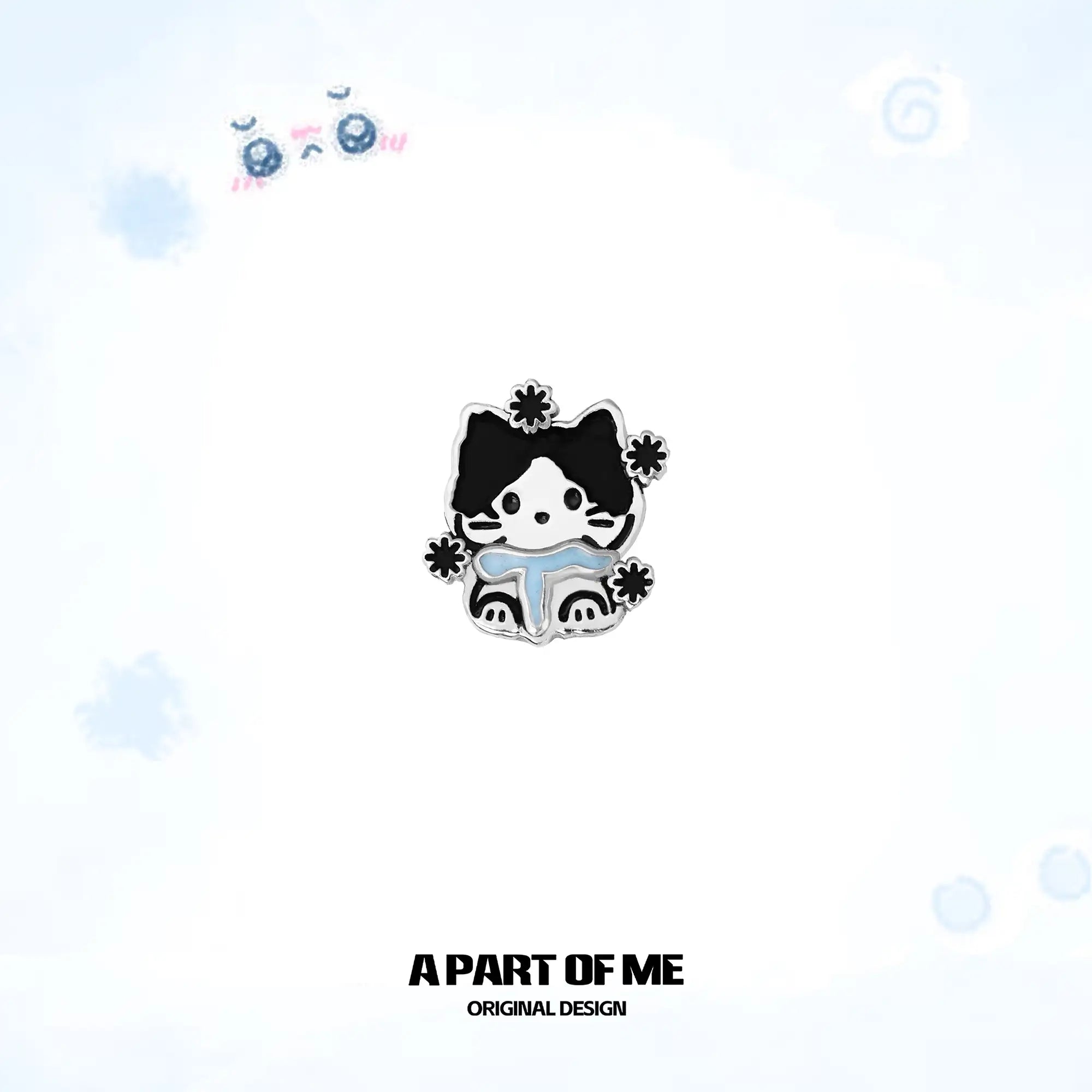 Hello Winter Meow 18K Platinum Plated Soft-Hearted Cat Design Stud Earrings™
