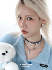 Hello Winter Platinum-Plated Black Kitten and White Puppy Pendant Necklace™