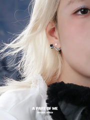 Hello Winter Platinum-Plated Black Kitten and White Puppy Stud Earrings™