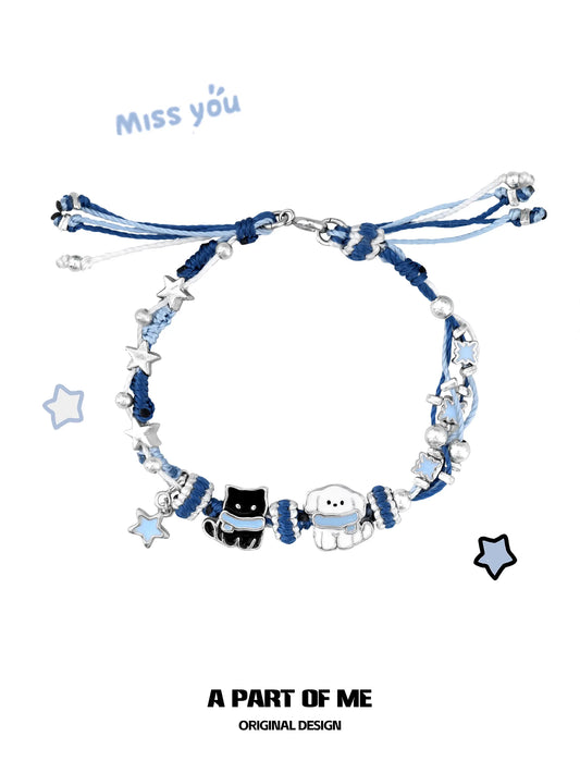 Hello Winter Platinum-Plated Kitten＆ Puppy Bracelet™